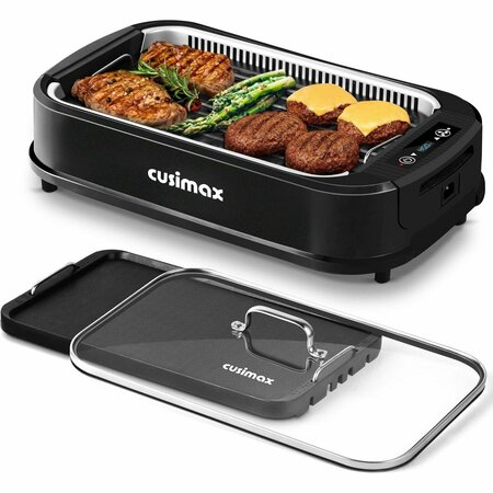 CUSIMAX Electric Portable Indoor Smokeless Grill-Black Double Plates CMRG-200B-SHUANGPAN